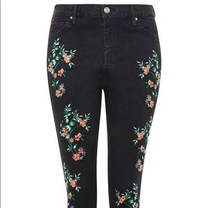 TOP SHOP EMBROIDERED ANKLE SKINNY JEANS
